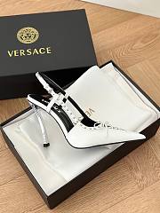 Versace Laced Pin Point Slingback White Pumps 11cm - 2