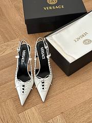 Versace Laced Pin Point Slingback White Pumps 11cm - 5