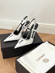 Versace Laced Pin Point Slingback White Pumps 11cm - 6