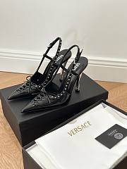 Versace Laced Pin Point Slingback Black Pumps 4cm/ 11cm - 1