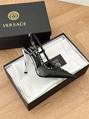 Versace Laced Pin Point Slingback Black Pumps 4cm/ 11cm - 5