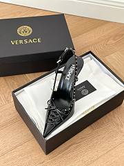 Versace Laced Pin Point Slingback Black Pumps 4cm/ 11cm - 4