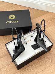 Versace Laced Pin Point Slingback Black Pumps 4cm/ 11cm - 3