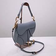 Dior Saddle blue grained calfskin with strap bag 26cm - 4