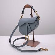 Dior Saddle blue grained calfskin with strap bag 21cm - 5