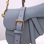 Dior Saddle blue grained calfskin with strap bag 21cm - 2