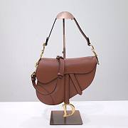 Dior Saddle brown grained calfskin with strap bag 26cm - 1