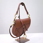 Dior Saddle brown grained calfskin with strap bag 26cm - 6