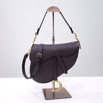 Dior Saddle dark red grained calfskin with strap bag 26cm 