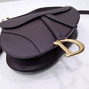 Dior Saddle dark red grained calfskin with strap bag 26cm  - 4