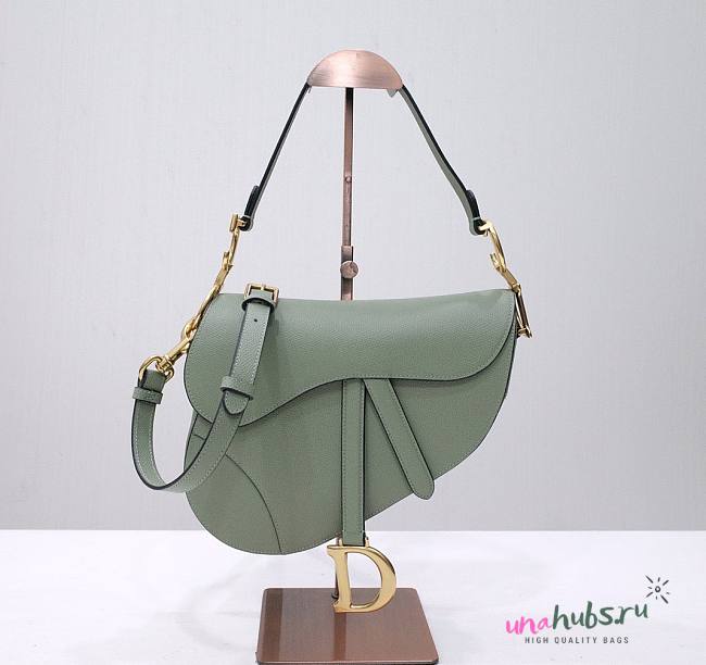 Dior Saddle green grained calfskin with strap bag 26cm - 1