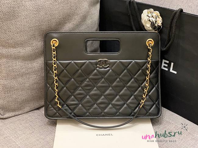 Chanel Large Black  Aged Calfskin Shopping Bag  - 1