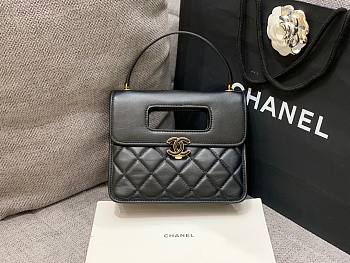 Chanel Flap Hanlde Small Black Aged Calfskin Bag