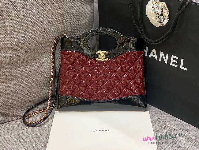 Chanel Red Quilted & Patent Calfskin Shopping Bag - 1