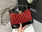 Chanel Red Quilted & Patent Calfskin Shopping Bag - 3