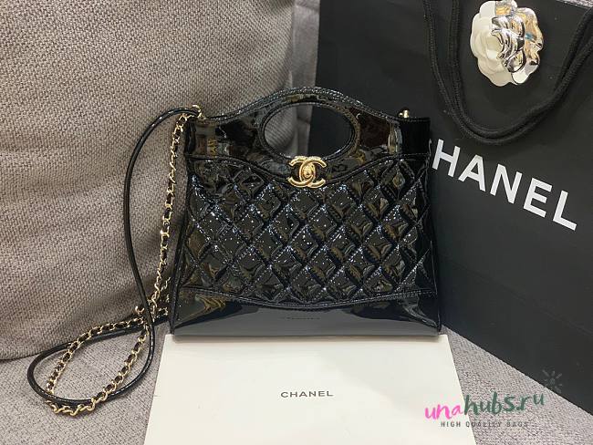 Chanel Black Quilted & Patent Calfskin Shopping Bag - 1