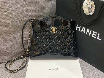 Chanel Black Quilted & Patent Calfskin Shopping Bag