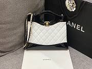 Chanel White Quilted & Patent Calfskin Shopping Bag - 1