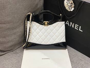 Chanel White Quilted & Patent Calfskin Shopping Bag