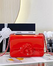 Chanel CF flap red patent rose leather bag - 4