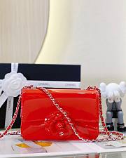 Chanel CF flap red patent rose leather bag - 3