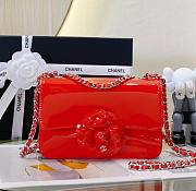 Chanel CF flap red patent rose leather bag - 1