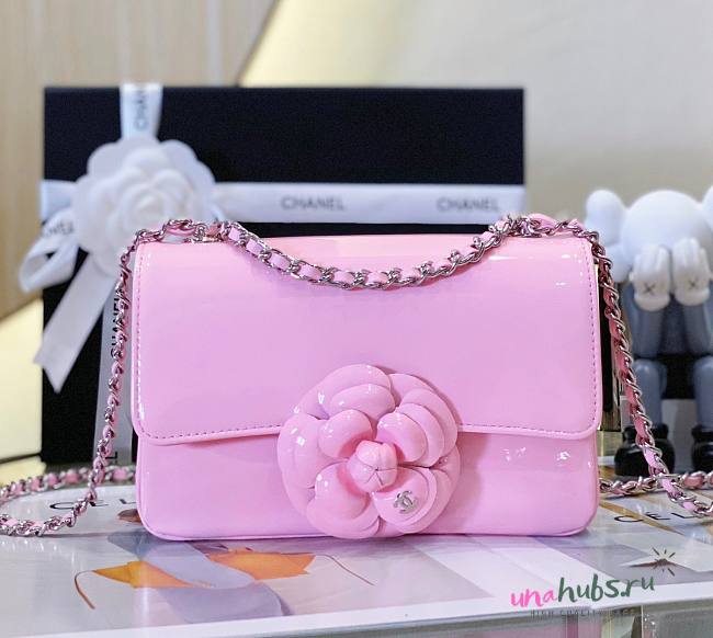 Chanel CF flap red patent pink leather bag - 1