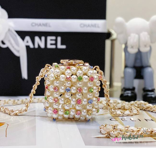 Chanel mini evening white glass pearl bag - 1