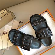 Hermes Chypre black leather sandals   - 1