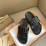 Hermes Chypre black leather sandals   - 6