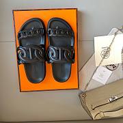 Hermes Chypre black leather sandals   - 4