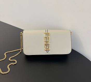 Fendi Graphy white leather chain wallet 