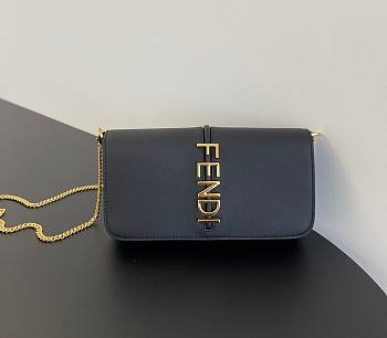 Fendi Graphy black leather chain wallet