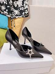 Dior star chain black leather heels - 1