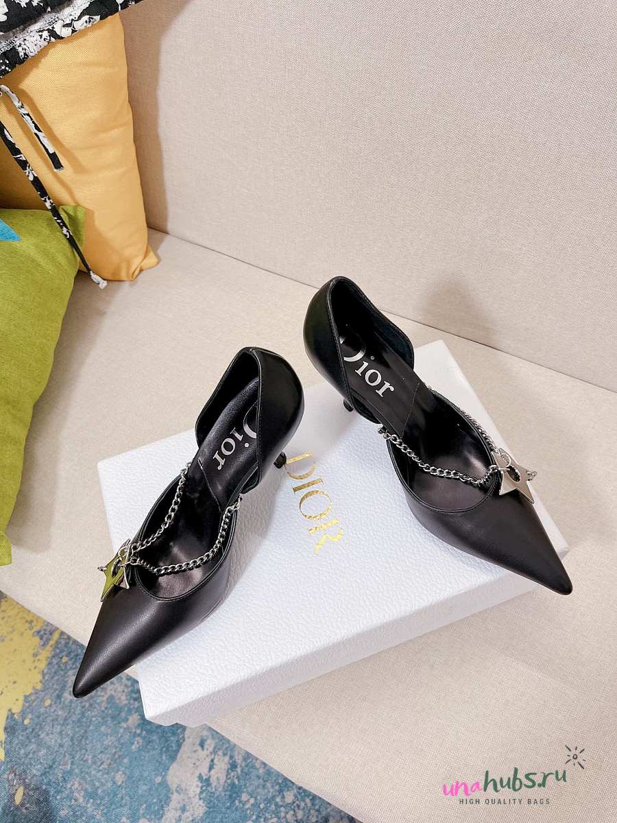 Dior star chain black leather heels - unahubs.ru