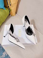 Dior star chain white leather heels - 5