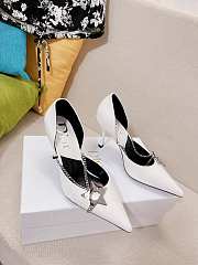 Dior star chain white leather heels - 3