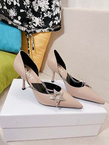 Dior star chain beige leather heels
