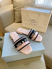 Prada pink embroidered fabric slides - 6