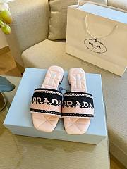 Prada pink embroidered fabric slides - 5