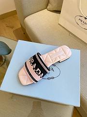 Prada pink embroidered fabric slides - 2