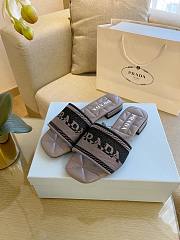 Prada gray embroidered fabric slides - 1