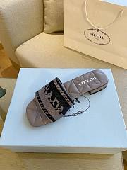 Prada gray embroidered fabric slides - 5