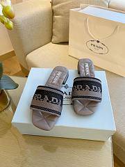 Prada gray embroidered fabric slides - 4