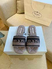 Prada gray embroidered fabric slides - 2