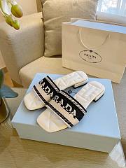 Prada white broidered fabric slides - 1