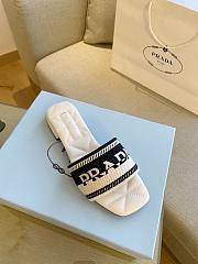 Prada white broidered fabric slides - 2