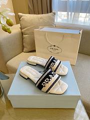 Prada white broidered fabric slides - 3