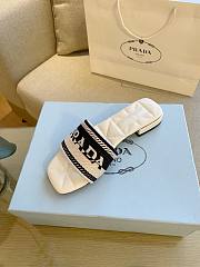 Prada white broidered fabric slides - 4