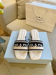 Prada white broidered fabric slides - 5